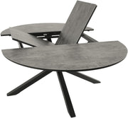 Mesa de jardín extensible DEGAMO Lyon, 140 cm redonda, extensible a 200 cm, aluminio antracita + ECP con aspecto de cerámica gris claro, para exterior