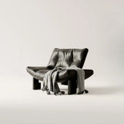 Sillón decorativo de chenilla sin brazos, tapizado, negro contemporáneo