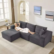 Sofá moderno de 108", sofá tapizado de 3 plazas en forma de L con cojines, sofá de asiento profundo, no requiere montaje