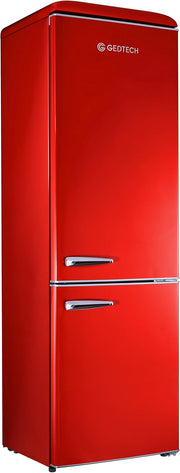 GEDTECH Refrigerador combinado vintage GCBV310RD - Congelador inferior - Rojo - Capacidad 310 L - Bajo consumo