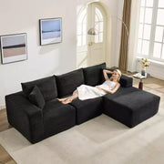 Sofá moderno de 108", sofá tapizado de 3 plazas en forma de L con cojines, sofá de asiento profundo, no requiere montaje