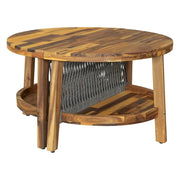 Set de sofá seccional redondo de madera de acacia para exteriores con mesa de centro, 12 plazas