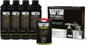 Kit de revestimiento protector RAPTOR - 4 botellas de 3,79 litros (incluye endurecedor), negro, con pistola profesional RAPTOR de boquilla ajustable