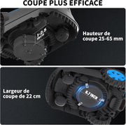 Robot cortacésped inalámbrico automático LEADZM 1200 m² - Recarga automática, control por app Bluetooth/Wi-Fi, altura de corte 25-65 mm, ancho de corte de 220 mm, pendiente 47%, resistente al agua IPX5