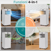 Acondicionador de aire portátil SereneLife, aire acondicionado tipo pingüino 7000 BTU, 2,05 kW / 1,9 kW, 2050 W refrigeración/1900 W calefacción, compacto con pantalla y kit de ventana