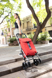 Carro de la compra Carlett de 4 ruedas plegable, bolsa extraíble de gran capacidad 53L / 15kg y bolsa térmica de 10L, manillar ajustable, freno de seguridad, convertible en 2 ruedas, Classic Duo, blanco