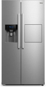 Midea KS-DDX 6.32 WT Frigorífico americano / 178,8 cm de altura / 254 kWh/año / No Frost / Compresor Dual Inverter / con dispensador de agua/hielo 3 en 1 y depósito de agua, Dark Inox