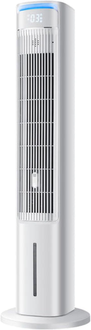 Torre de aire acondicionado silenciosa con enfriamiento por evaporación, 3 niveles de velocidad, temporizador de 12 horas y función de aroma. Aire acondicionado portátil, no requiere ventana, acumuladores de frío, depósito extraíble de 5 litros.