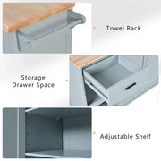 Isla de cocina con encimera plegable, carrito de almacenamiento para cocina con estante extraíble, toallero y cajón, ruedas giratorias