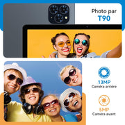 Tableta T90 con teclado y lápiz óptico - Primera tableta Android 16 del mundo, 11 pulgadas, 1920x1200 FHD+, 24 GB RAM+128 GB ROM / 2 TB TF, Octa-Core, 8000 mAh, 13 MP+5 MP, Widevine L1, Face ID