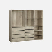 sweeek - Kit vestidor modular de 3 elementos MODULO. Natural. 200 x 45 x 180 cm