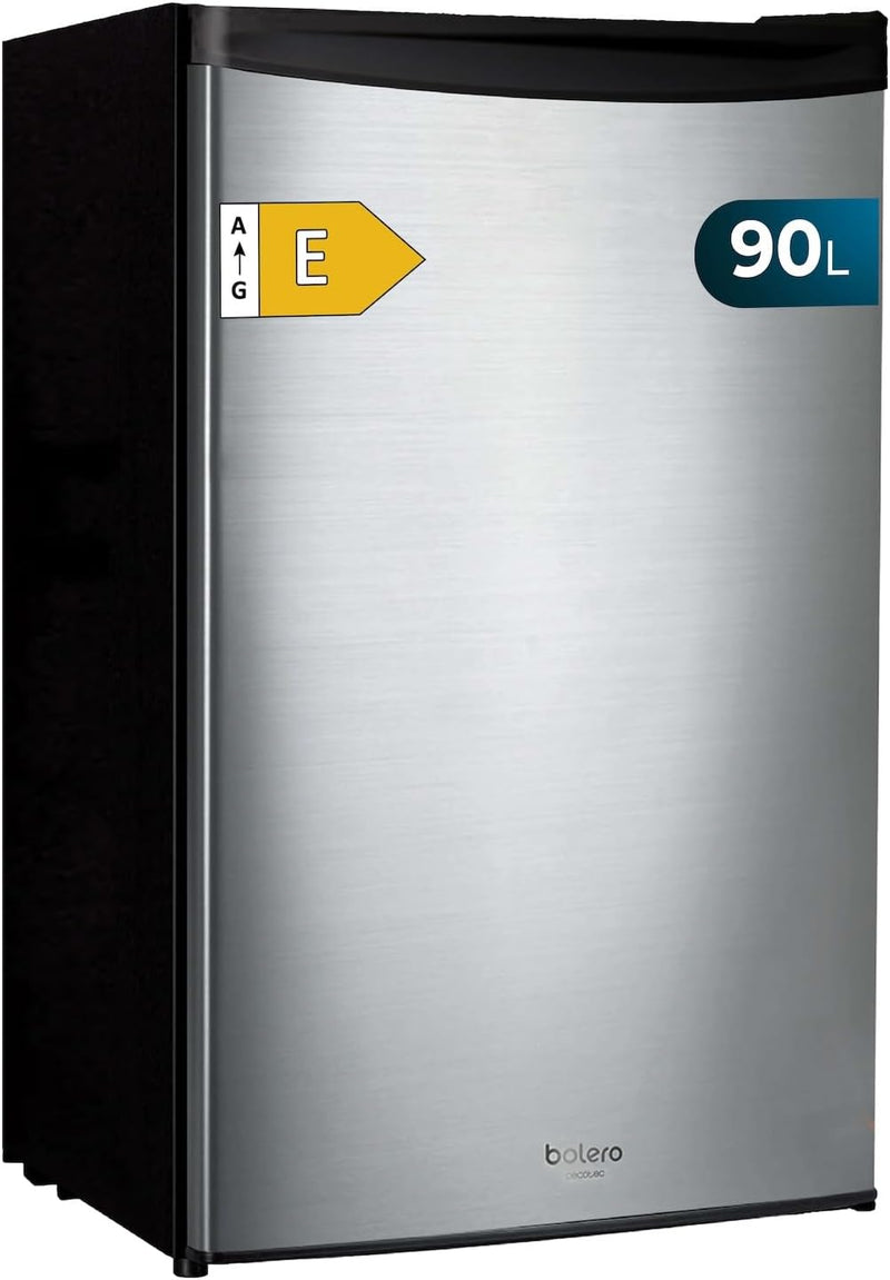 Cecotec Mini Frigo Bolero CoolMarket TT 90 Inox E. Mininevera compacta de 90 L, puerta reversible, 5 niveles de temperatura, 5 estantes para un almacenamiento óptimo. Clase E.