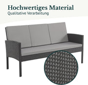 Set de muebles de jardín SVITA Denver de poliratán, grupo de comedor, salón, mesa de comedor, negro