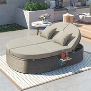 Cama de exterior para patio, diván para 2 personas con cojines y almohadas