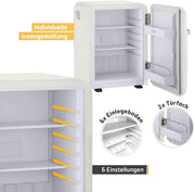 TZS First Austria - Mini refrigerador retro 40L - Silencioso - Minibar vintage para dormitorio y oficina - color crema