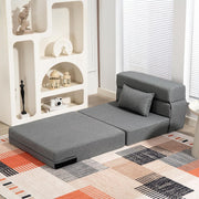 HOMCOM Sillón convertible 1 plaza 3 en 1, sillón cama plegable, sofá individual de lino con asiento amplio, cojín incluido, colchón plegable de 210 cm para invitados, salón, espacios pequeños, gris