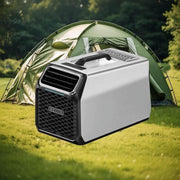 Aire acondicionado de camping de 3500 BTU con compresor real, aire acondicionado portátil para tienda de campaña, caravana y camión, aire acondicionado móvil con deshumidificación y modo de suspensión, plateado