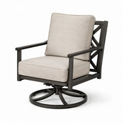 Sillón giratorio de aluminio con tapizado de poliéster en color beige