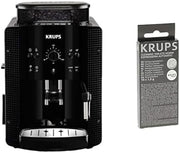 Cafetera espresso superautomática Krups Arabica Picto, boquilla de espuma de leche, función de 2 tazas, mando giratorio, limpieza fácil, cafetera, negra, EA810870