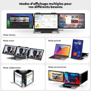 Monitor para computadora portátil 14" FHD 1080P IPS, triple pantalla portátil USB C, extensión de pantalla para computadora portátil de 14"-16" compatible con Mac, Windows, Chrome, Switch, PS4/5