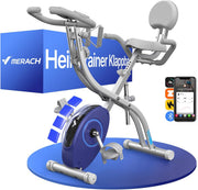 MERACH Bicicleta estática plegable 4 en 1, bicicleta de ejercicio con monitor LCD y medición de pulso manual, bicicletas de fitness magnéticas con cómodo cojín de asiento, para el hogar, que ahorra espacio