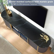 Mueble de TV de lujo moderno, centro de entretenimiento, con superficie de mármol sintético