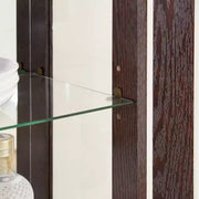 Vitrina de cristal iluminada con estantes ajustables: elegante vitrina de 2 puertas con cajón integrado, incluye bombilla