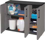 Armario multiusos para interior o exterior Dmora, mueble de 3 puertas con 1 estante de polipropileno, 100% hecho en Italia, 102x37x84 cm, color gris