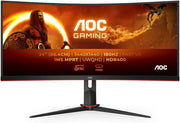 AOC Gaming CU34G2XPD - Monitor curvo WQHD de 34 pulgadas, 180Hz, 1ms, FreeSync Premium (3440x1440, HDMI, DisplayPort, Hub USB) Negro/Rojo