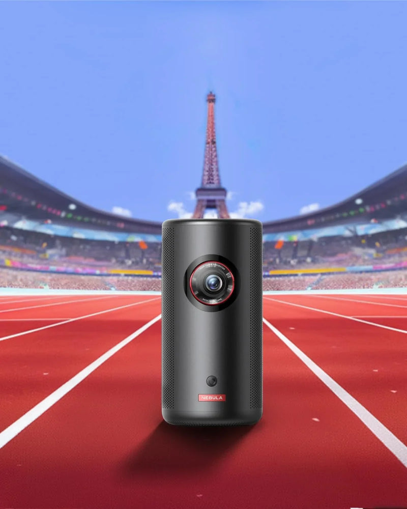 Proyector láser Capsule 3 GTV, miniproyector 1080p con Wi-Fi, 300 lúmenes ANSI, Dolby, enfoque automático, 120 pulgadas, batería de 2,5 h