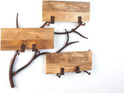 Estantería de pared Kobolo - Rama - 3 niveles - 71x20x56 cm - Hierro y madera