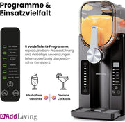 Máquina de granizados para casa | Slushy Maker y heladera con 6 programas | Máquina de granizados de 2,6 L para cócteles, granizados, helado suave, frappé, batidos | Autolimpiable | Negro/Plata