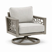 Sillón giratorio de aluminio con cojín de espuma de poliéster beige