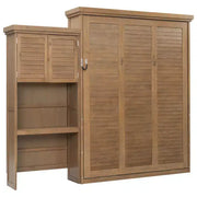 Cama Murphy tamaño queen Whisen Wood con múltiples estantes de almacenamiento y decoración estilo persiana
