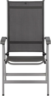 Silla de jardín de respaldo alto Kettler Basic Plus Advantage, ajustable, fácil de plegar, silla plegable práctica, aluminio y plástico resistente, muebles de jardín resistentes a la intemperie, plata/antracita
