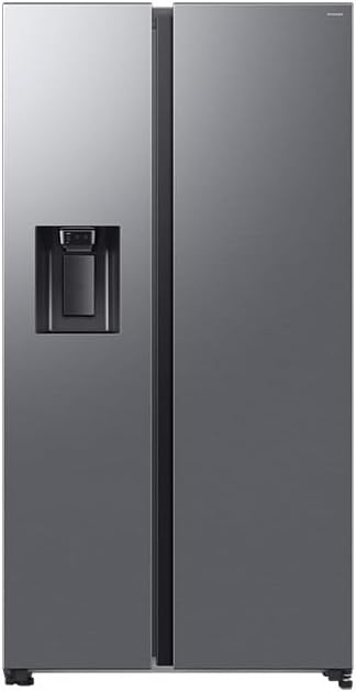 Samsung RS70F64KETEF, frigorífico americano de 640 l, Side-by-Side, acero inoxidable Platinum, dispensador de agua y hielo, Wi-Fi + sistema No Frost