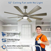 Ventilador de techo con luz, control remoto y 8 aspas grandes de madera