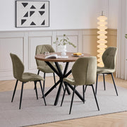Juego de mesa de comedor y sillas, mesa de comedor redonda de 100 cm y 4 sillas modernas de lino, para comedor, cocina, sala de estar (oscuro + verde)
