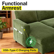 Sofá cama seccional Dyonery de 81", sofá cama en forma de L con chaise longue de almacenamiento reversible, USB, respaldo reclinable