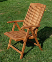 ALEOS. Sillón de jardín de teca con respaldo alto, silla de jardín, sillón, silla de madera, silla plegable, muebles de jardín de madera, muy robusto, ajustable en 7 posiciones. Modelo: Tobago, tamaño: 1 unidad