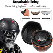 HALYING Casco Jet para Moto Hombre/Mujer Homologado ECE - Semicasco Vintage Retro con Visera Retráctil - Forro Transpirable Desmontable y Lavable - Hebilla Rápida - para Scooter/Cruiser
