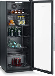 Frigorífico para botellas SEVERIN, con cerradura integrada e iluminación LED integrada, 118 L de capacidad útil, negro/plata, FSK 8840