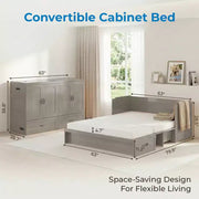 Cama Murphy convertible tamaño queen Mjkone con colchón, carga USB y cajones de almacenamiento