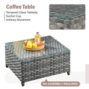 Set de muebles de exterior para patio XIZZI de 13 piezas de mimbre con fogata