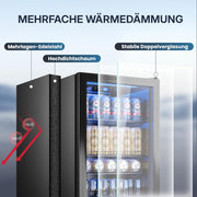 Mininevera TRIUMPHKEY de 90 l con puerta de cristal, refrigerador de bebidas compacto con capacidad para hasta 128 latas, con estantes ajustables para cerveza, vino y refrescos, ideal para el hogar, bar, oficina o apartamento