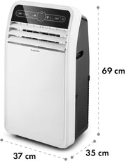 Aire acondicionado portátil Klarstein con manguera de escape, unidad 4 en 1 con ventilador, deshumidificador y modo nocturno, aire acondicionado pequeño y portátil para el hogar y la oficina, bajo consumo, 9000 BTU