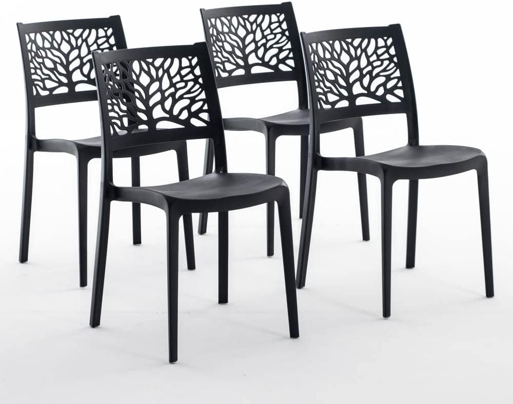 Sillas Flora de resina con fibra de vidrio (4, Antracita)