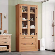 Alacena de cocina estilo granja con puertas de vidrio, armario de almacenamiento de 72 pulgadas con cajones y estantes ajustables para comedor, baño y sala de estar