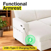Sofá cama seccional Dyonery de 81", sofá cama en forma de L con chaise longue de almacenamiento reversible, USB, respaldo reclinable