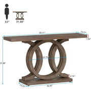 Mesa Consola Vintage con Base Geométrica Mesa de Pasillo de Madera
